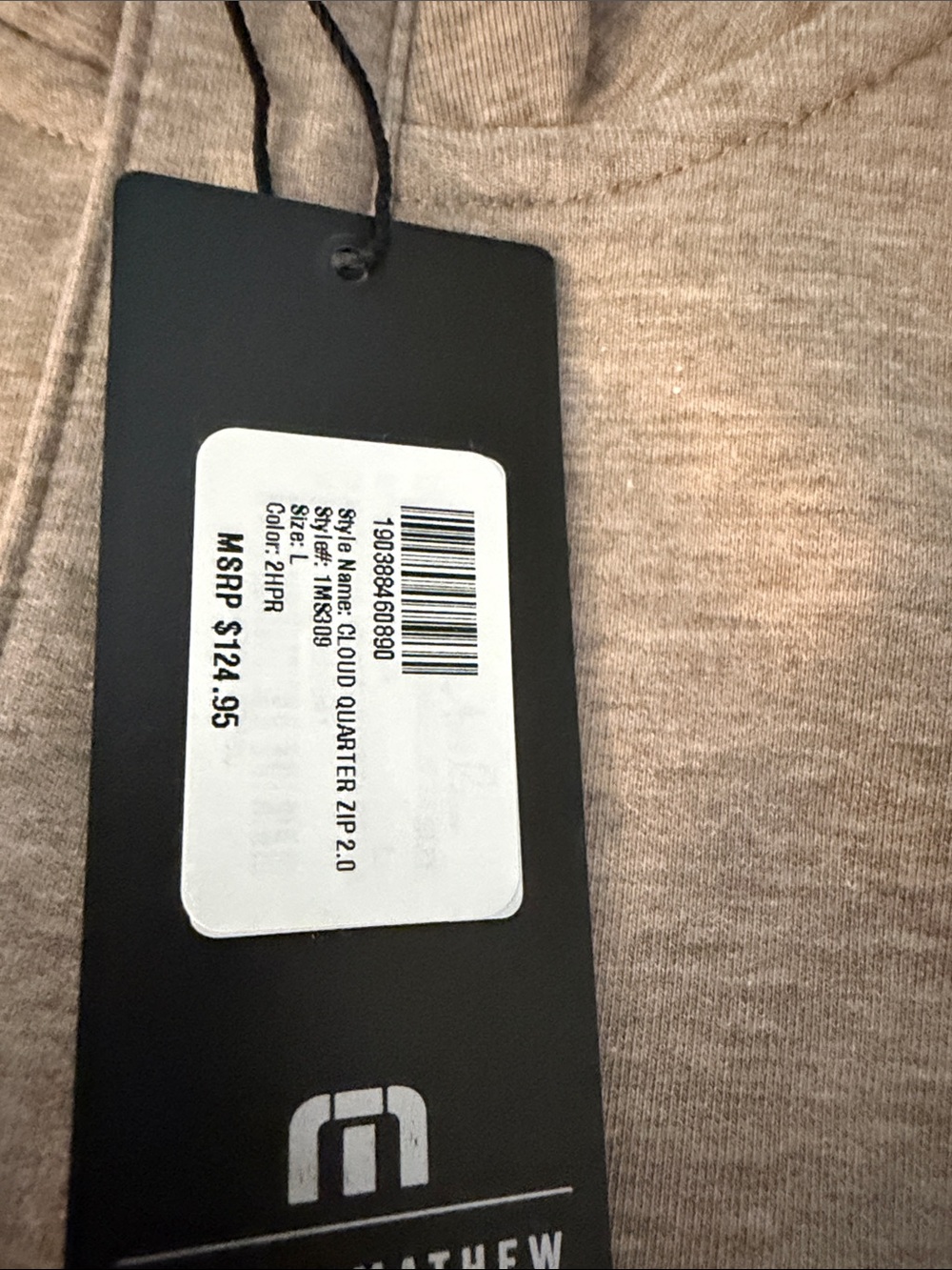 NWT Travis Mathew Men's Taupe Quarter-Zip Pullover - Picture 4 of 5